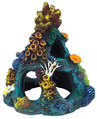 Uniclife Aquarium Decorations Resin Coral Rock Mountain Cave Fish Tank Decor Ornaments Fish House for Betta Rest Hide Play Breed