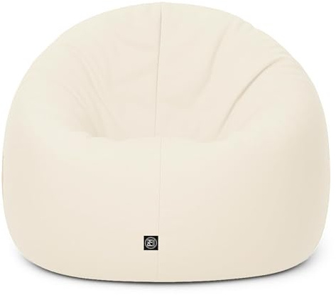 Patchhome Patchhome sittsäck 2-i-1 sittkudde golvkudde för vuxna och barn – spel med fyllning av kudde, fåtölj, sittsäck (Ø 145 cm, kräm)