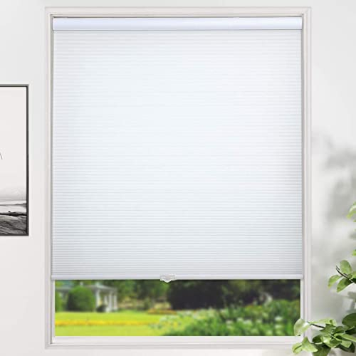 Faltrollo, Kabellose Jalousien, Zellular Rollos, UV Schutz, Verdunkelungsrollos, Bottom Up Wabenjalousien, Für Wohnzimmer, Fenster, Zuhause Und Schlafzimmer (White,35 W x 64 H)