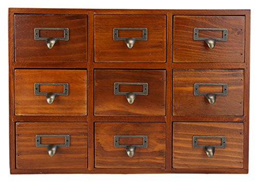 Vintage Wooden Desk Organizer with 9 Drawers, Apothecary Cabinet Tabletop Apothecary Chests and Cabinets, Herb Storage Box, Medicine Vintage Furniture - Blue, for (5042-01-(nine