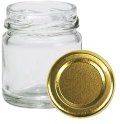 made in home - Mini tarros de 40 ml, tarros de especias con tapa de rosca, tarros de prueba, tarros de mermelada, tarros pequeños de miel, tarros redondos (tapa dorada, 80 unidades)