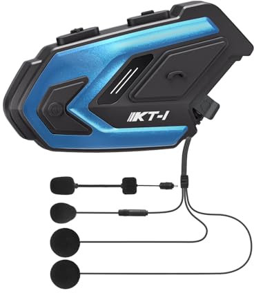 WAYXIN KT1 Motorrad Bluetooth 5.4 Kopfhörer, Motorrad Headset mit DSP & CVC Dual Geräuschunterdrückung, Motorradhelm Bluetooth mit HI-FI, Freisprechfunktion und IP67 Wasserschutz für Einzelfahrer