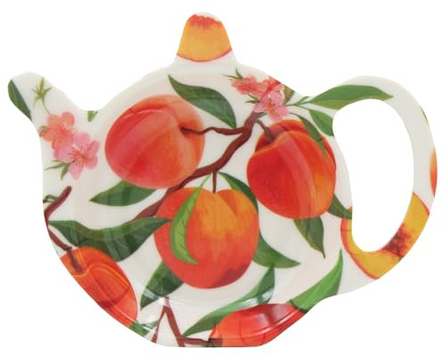 The Leonardo Collection Porta-bustine di tè in porcellana con illustrazione di frutta, elegante accessorio da cucina, stoviglie in stile rustico rustico, regalo affascinante per bevitori di tè