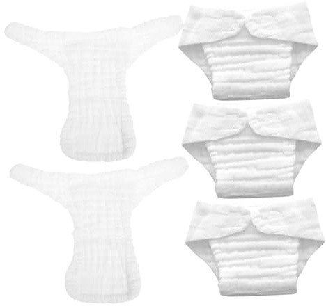 SHERCHPRY Pannolini Lavabili Set 5 Pezzi in Cotone per Ragazzo Ragazza Assorbenti Facili da Pulire, Riutilizzabili, Traspiranti Colore Bianco per Uso Quotidiano a Casa