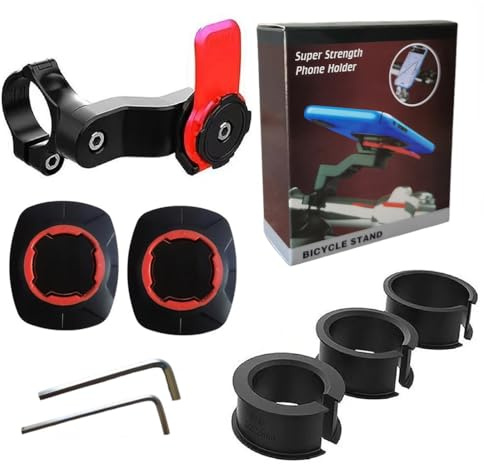 EIHI 1 Soporte Para Teléfono De Bicicleta, Soporte Movil Moto Antivibración, Soporte Para Movil Moto, Accesorio Para Bicicleta, Soporte Movil Moto Quad Lock(Rojo, B)
