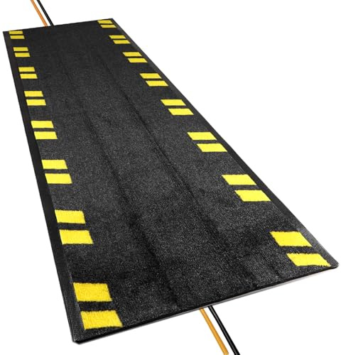 SWAWIS Cubrecables Pasacables de Goma 120 x 40 cm - Alfombrilla Protectora de Cables de Nylon y Goma - Canal para Cables de Suelo Interior/Exterior - Rápida, Sencilla y Recolocable