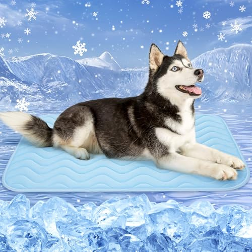 BaoDan Tapis Rafraichissant Chien,150x100cm Tapis Rafraichissant pour Chien | Bleu, Soie Glacée Respirant, Coussin Rafraîchissant Lavable, Durable, Idéal pour Chat, Les Animaux de Compagnie en été