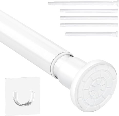 Tringle à rideau de douche blanche sans perçage tringle à rideau réglable 71-199 cm tringle télescopique antidérapante rideau cuisine salle de bains armoire à chaussures étagère