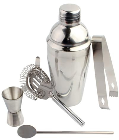 iplusmile 5 piezas Coctelera de Acero Inoxidable Set Profesional para Bartenders con Capacidad Kit de Utensilios para Bar Resistentes y Duraderos Accesorios para Preparar Cócteles Casa y