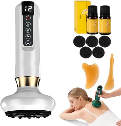 Lymphatic Drainage Massager Electric Cupping Massager with Heat Vibration and Red Light, 12 Level Suction Body Massager for Legs Arms Waist Abdomen, Rechargeable Cellulite Massage Tool for Home Use