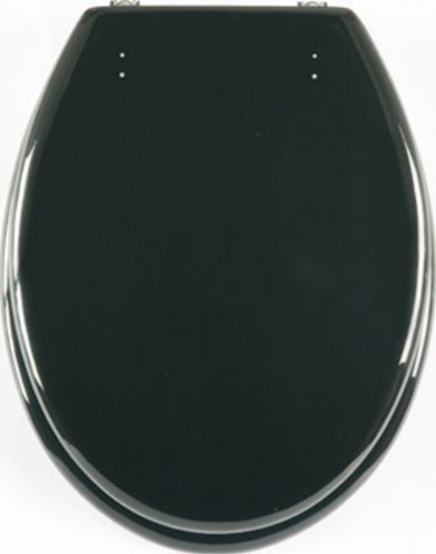 SANWOOD WC-Sitz -Toilettensitz- in Polyesterharz-Toilettensitz aus POLYESTERHARZ- WC-Sitz mit verchromte Metallscharniere,-Modell:MOLLY-Farbe: Schwarz