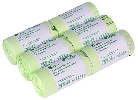 8 Litre Compostable Caddy Liners for Food Waste/Caddy Bags - 300 Liners