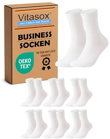 Vitasox Chaussettes de bureau pour homme 6 à 12 paires en coton – sans couture et sans bord élastique – Chaussettes haut de gamme unies et respirantes pour homme avec un élastique de confort doux