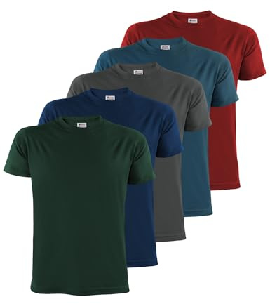 ALPIDEX Magliette Uomo Set 5 Basic Manica Corta 100% Cotone Earth L