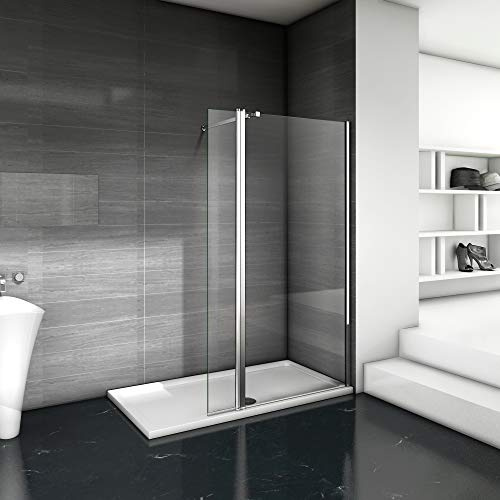 Paroi de douche 50x200cm avec un volet retour en 40cm paroi de douche à l'italienne avec une barre de fixation extensible