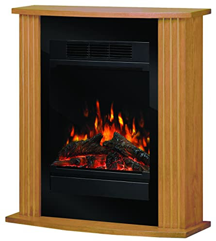 Dimplex Orvieto Optiflame Electric Fire Suite, Oak Free Standing Fully Assembled Compact Electric Fireplace with LED Flame Effect and Log style fuel bed and 1.5kW Adjustable Fan Heater