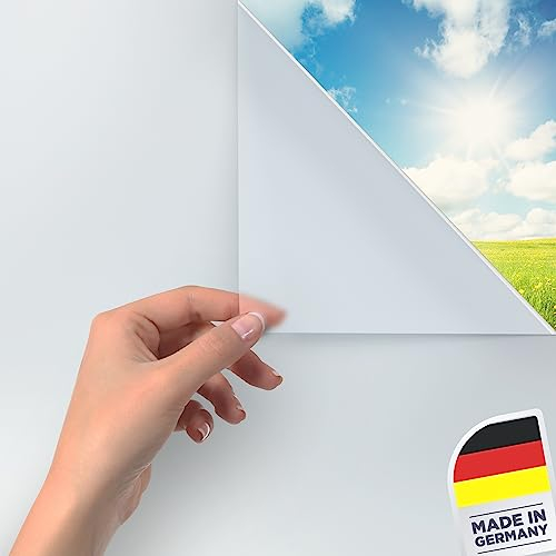 Heldenhaft Fensterfolie blickdicht - Milchglasfolie selbstklebend Fenster - Sichtschutzfolie Fenster - Fensterfolie blickdicht von aussen - Folie Fenster Sichtschutz - Ideal für Badezimmer - 44x180cm