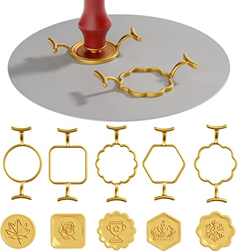5PCS Metal Wax Seal Molds for 1 Inch Stamp, Rings Set with 1PC Silicone Mat, Sealing Kit