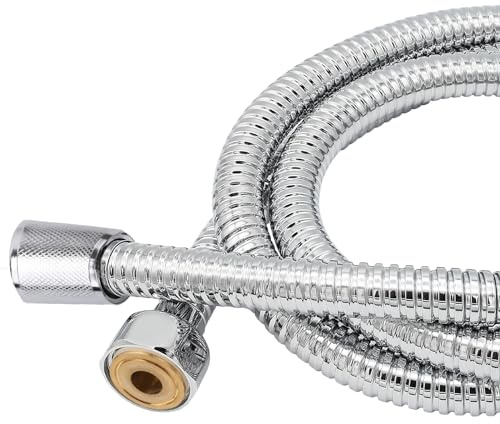 YEAUPE 2M (79) Tubo de Ducha Universal Anti-Contracción Estándar G1/2 Todos los Conectores de Cobre Manguera de Acero Inoxidable de Reemplazo Premium,Cromo