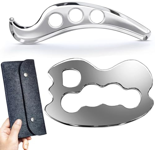 AnTiexi 2 in 1 Stainless Steel gu sha Muscle Scraper Tools Set Gua Sha Massage Tool Muscle Scraping Tool