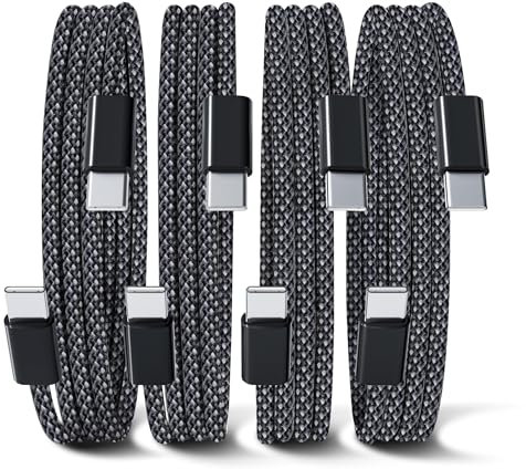 YISH Cavo USB C to USB C 60W：[0.5M+1M+1M+2M] PD3.0 Cavo USB Type C to Type C Ricarica Rapida 4Pezzi Nylon Intrecciato Cavo Tipo C-C Filo Caricatore per iPhone 16 15 Samsung Galaxy S25 S24 iPad MacBook