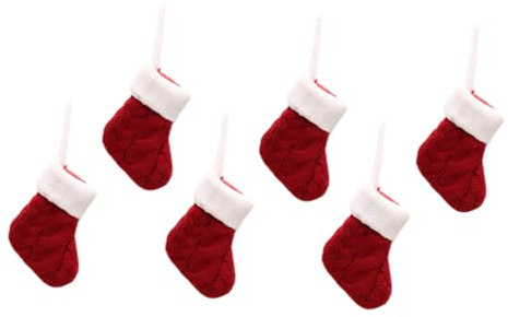 Cabilock 6pcs Christmas Knitted Tableware Holders Festive Sock-shaped Cutlery Pouches for Forks and Spoons for Holiday Dining Table Decoration