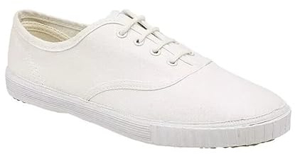 Kids Adult Unisex White Slip On Pumps Plimsolls Gym Sport Lace Up Retro Trainer