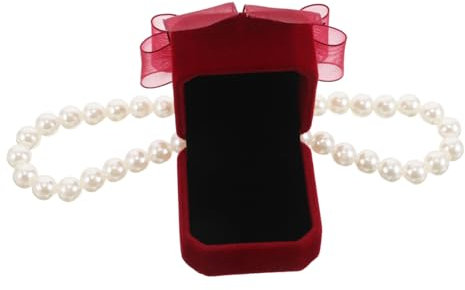 OUNONA Ring Box Pet Necklace Dog Wedding Collar Fake Pearl Necklace Pendant for Proposal Engagement Wedding Party Photography Prop