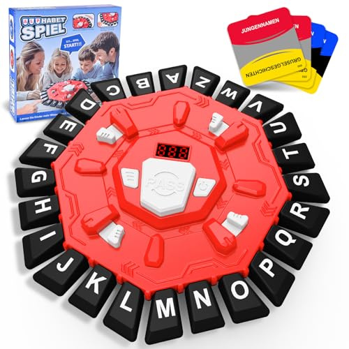 Pmgud Wörter Spiel,Buchstaben Spiel Drücken mit Timer Deutsch,Familienspiele Brettspiele Partyspiele Wortspiel für Kinder und Erwachsene, Gesellschaftsspiele für 2-8 Personen
