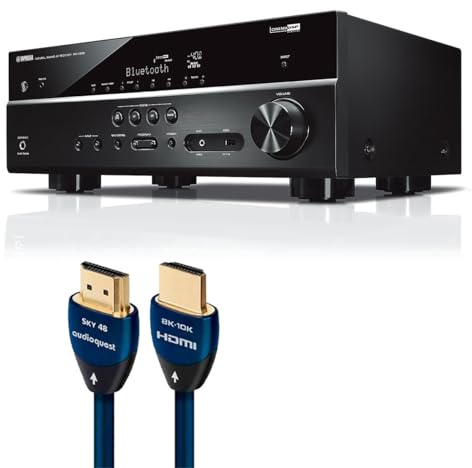 Yamaha RX-V385BL 5.1 Channel AV Receiver with AudioQuest Sky 3m HDMI Cable