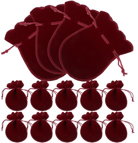 VILLCASE 20 piezas Bolsas de Cordón para Joyería Saco Pequeño de Burdeos para Regalos y Decoración de Bodas Reutilizables y Resistentes