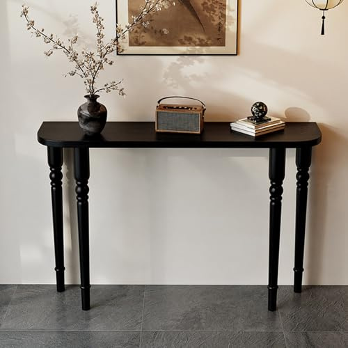 Labasuan Consolle vintage francese in legno massello, tavolino da ingresso a mezzaluna, tavolino da divano stretto indipendente, per casa, hotel, soggiorno, corridoio(140cm)