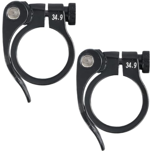Merzio 2 PCS Bike Seat Post Clamps, Sturdy and Durable Quick Release Bike Clamps, Aluminium Alloy Bike Seatpost Clamps for Mountain Road and Folding Bikes, Black (34.9mm)