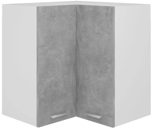 Helloshop26 Armoire d'angle Suspendue Fonctionnelle Cuisine 57 x 57 x 60 cm en Bois d'ingénierie Gris béton 02_0047881