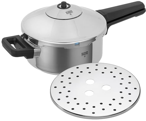 Kuhn Rikon Pressure Cooker Duromatic Inox 3.5L/20cm Food Steamer with Long Handle. Multi Cooker Hotpot with Auto Lock Lid. Stainless Steel Pot. Instant Cook Pot – 10 Year Kuhn Rikon Cookware Guarantee