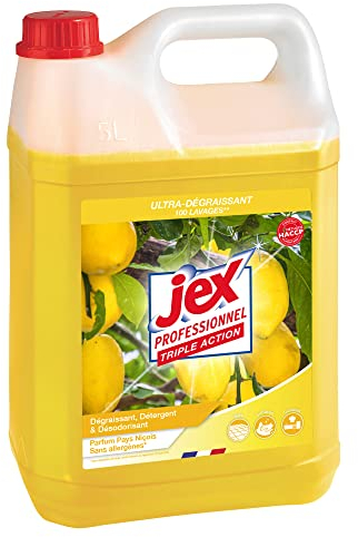 JEX Professionnel - Nettoyant et dégraissant - Multi usage - Sols et surfaces - Formule naturelle - Parfum Pays Niçois - Contact alimentaire - 5L- Fabrication française