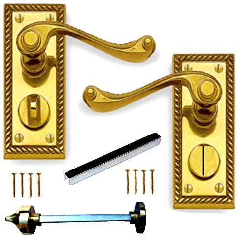 EuroArt Georgian Lever on Back Plate Privacy Door Handle Set 110mm x 45mm Traditional Internal Bathroom WC Door Furniture