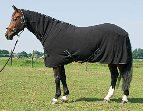 Amesbichler Reitsport Harry`s Horse Fleecedecke Deluxe mit Halsteil schwarz 135 cm Pferde Fleecedecke mit Halsteil Pferde Abschwitzdecke mit Halsteil