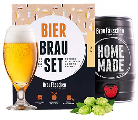 Braufässchen |Bierbrauset zum selber brauen | Pils im 5 liter Fass | In 7 Tagen fertig | Geschenk für Männer, Freund oder Vater | Biergeschenk