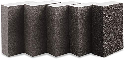 Chudian 5 stecche abrasive per legno a mano, spugna abrasiva, per legno, plastica e metallo (5 grane: super spessa/spessa/media/fine/superfine, 96 x 68 x 25 mm)