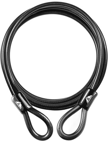 MARQUE Security Steel Cable - 3/8 inch (10 mm) Thick (4', 7', 15', 20' or 30') Vinyl Coated Braided Steel Cable with Double Sealed Looped Ends for U-Lock, Padlock, Disc Lock (7 FT)