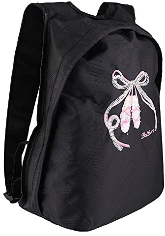 Demeras Bolso de Ballet para niños, Mochila Bordada de Ballet Personalizada para Zapatos de Baile y Vestido de Ballet Bolso de Hombro de Ballet(Negro)