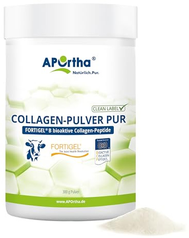 APOrtha® FORTIGEL® Collagen-Pulver PUR - 300 g Pulver | innovative, bioaktive Collagen-Peptide für Knochen und Knorpel, 300g Pulver für 2 Monate, glutenfrei, allergenfrei