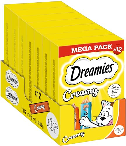 Dreamies Creamy Snacks krämiga kattsnacks med kyckling & lax Megapack 7 x 12 x 10 g