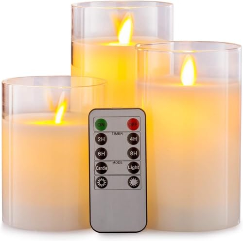 OKSANO LED Teelichter, 3 Led Teelichter mit Timer, Flammenloses batterie kerzen realistische und helle blinkend Teelichter, LED Kerzen für Hochzeit, Weihnachtstag, Hauptdekorationen (DB-3)