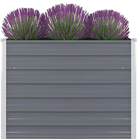 NITCA Raised Garden Bed,Powder-Coated Steel Garden Raised Bed,Large and Durable Weather-Resistant Planter for Outdoor,Galvanised Steel, grey 100x100x77 cm