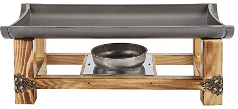 BORDSTRACT Piastra Grill Antiaderente con Fornello Portatile, Pentole da Picnic per Barbecue in Alluminio E Legno, Pentole per Barbecue per Carne, Frutti di Mare, Verdure, Formaggio(S30CM)