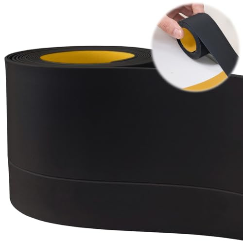 IVEOPPE Weichsockelleiste Selbstklebend 50 x 20mm 10m, Schwarz | Flexible Knickleiste, aus PVC, für Küche und Badezimmer