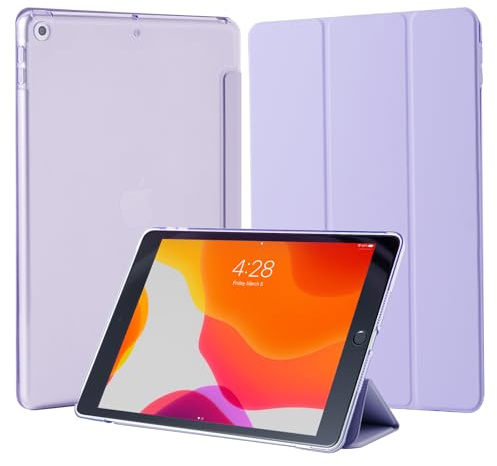4UBonLife Fodral för iPad 9:e /8:e /7:e generationen 10,2 tum 2021/2020/2019, Smalt Lätt Hårt Skal Case Genomskinligt Matt Baksida Skydd för iPad 9/8/7 Gen, Lavendelgrå