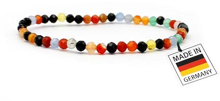 Handgefertigtes Achat-Armband, Länge 19 cm, handgefertigt aus echten Edelsteinen, hochwertiger Edelstein-Schmuck für Damen und Herren